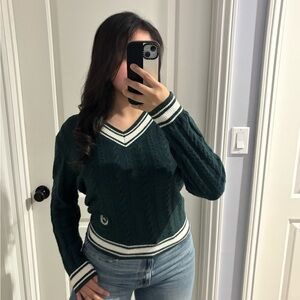Victoria Secret Pink, Green Cable Knit Sweater, Size: XS